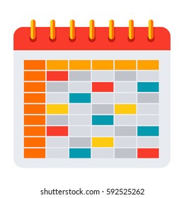 School timetable for students or pupils, vector icon in flat style