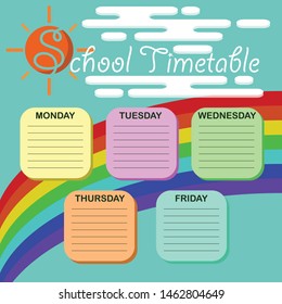 school timetable template. flat vector illustration.