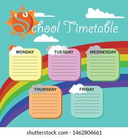 school timetable template. flat vector illustration.