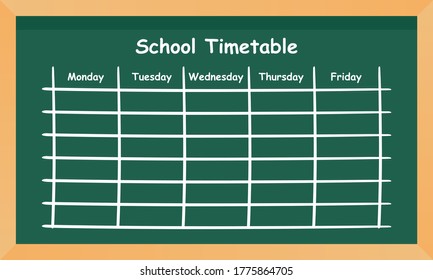 school timetable template in a green chalkboard