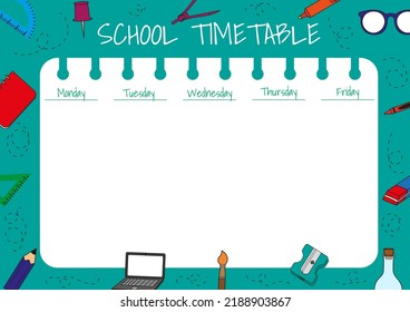 School Timetable Template Kids Days Week Stock Vector (Royalty Free ...