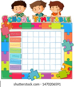 School Timetable Template Kids Illustration Stock Vector (Royalty Free ...