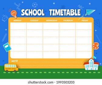 School Timetable Template Kids Planner.