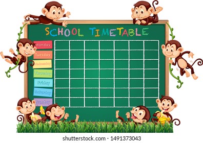 Schulzeitplan mit Affengrafik
