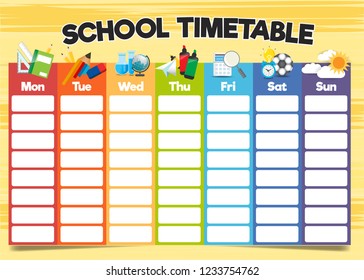 School Timetable Template, A Weekly Curriculum Design Template.