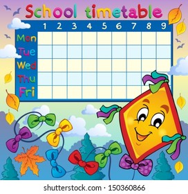 Calendario escolar, imagen temática 8 - ilustración vectorial eps10.