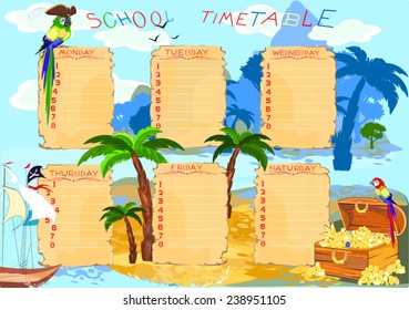 School timetable with Treasure island