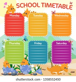 school timetable with triceratops jurassic dinosaurs