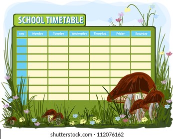 School timetable. Vector background