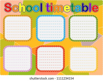 School Timetable, a weekly curriculum design template, scalable vector graphic with watercolor butterflies