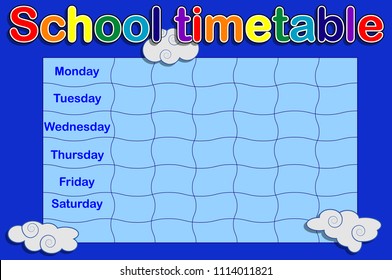 School Timetable, a weekly curriculum design template, scalable vector graphic with watercolor butterflies