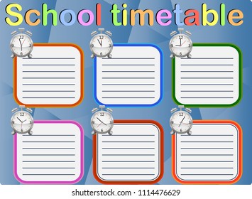 School Timetable, a weekly curriculum design template, scalable vector graphic with watercolor butterflies