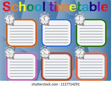 School Timetable, a weekly curriculum design template, scalable vector graphic with watercolor butterflies
