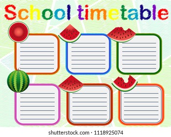 School Timetable, a weekly curriculum design template, scalable vector graphic with watercolor butterflies