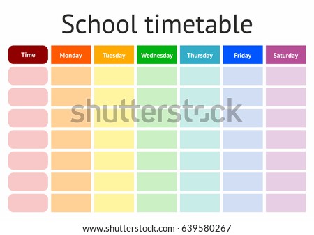 School Timetable, a weekly curriculum design template, scalable vector graphic