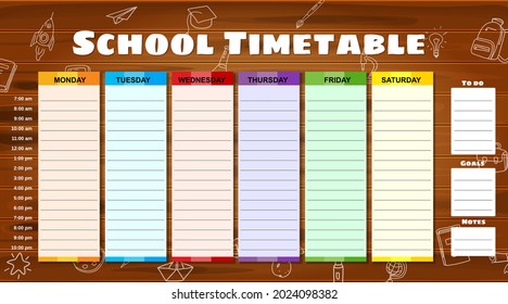 School Timetable Weekly Hand Drawn Sketch Stock Vector (Royalty Free ...