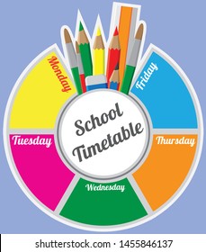 School Timetable Wheel 5 day schedule with school accessories