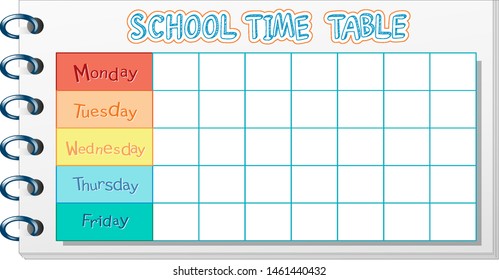 timetable chart for class student infromation chart