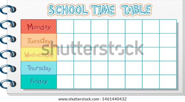 School Timetable Young Kids Stock Vector (Royalty Free) 1461440432 ...