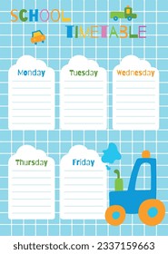 School timetable.Doodle style. Vector illustration