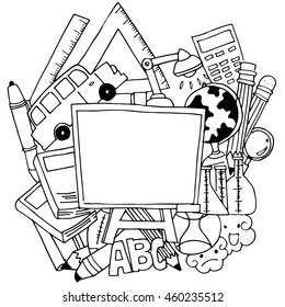 School tools doodle art vector with hand draw
