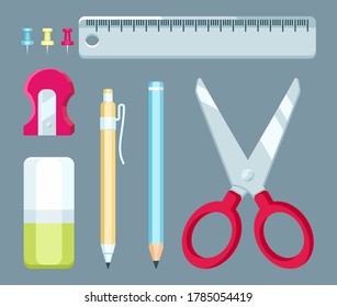School tools flat style vector Illustration