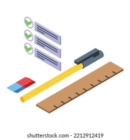 School tools icon isometric vector. Stationery pencil. Pen equipment