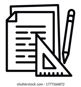 Icono de herramientas escolares. Icono de vector de herramientas de la escuela de esquema para diseño web aislado en fondo blanco
