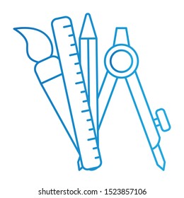 School tools Icon, Vector Illustration, Education Colour Outline