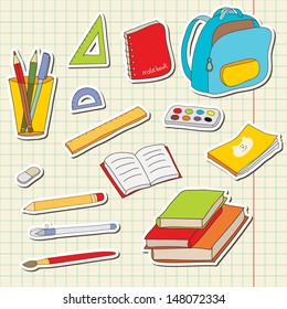 School tools vector sticker set