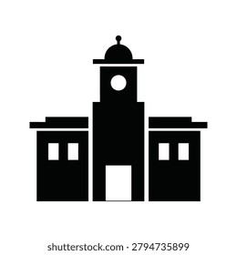 School or town hall building icon with building education architecture