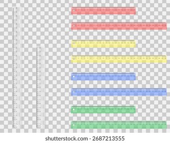 escola transparente colorido régua desenho animado vetor ilustração stock isolado no fundo