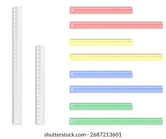 school transparent colored ruler cartoon stock vector illustration isolated on background