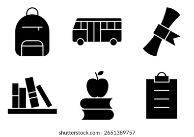 School and Transport Icon Set