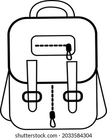 A school or travel backpack, hand-drawn.A sketch. Illustration of school supplies. Vector black and white illustration. Postcards, posters, notebook covers, children coloring books. 