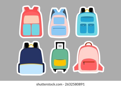 School and Travel Bag Clipart Set – Colorful Backpack and Bag Illustrations