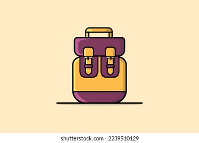 School and Traveling Bag Backpack vector illustration. Education and Travel object icon concept. School backpack for student vector design with shadow. Fashionable fabric school bag logo.