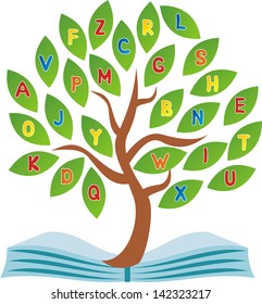 School tree book vector illustration