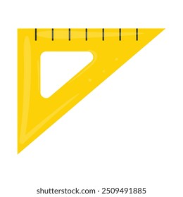 School triangle ruler icon on white background.