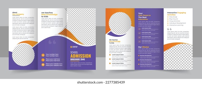 School trifold brochure design, Kids back to school education admission trifold brochure template, kids academy brochure template layout, kids academy brochure layout