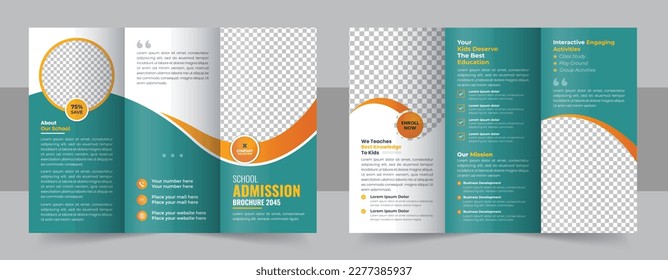 School trifold brochure design, Kids back to school education admission trifold brochure , kids academy brochure layout. education tri fold brochure