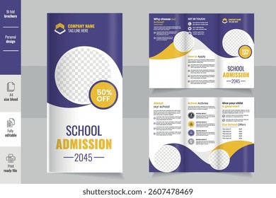 School Trifold Brochure and Leaflet Template ,Professional Trifold Flyer Design