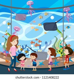 A School Trip To Aquarium illustration