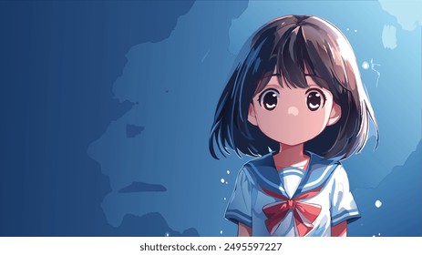 A school uniform cute girl , white background