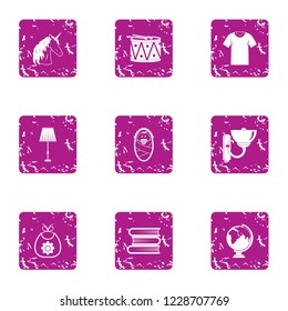 School uniform icons set. Grunge set of 9 school uniform vector icons for web isolated on white background