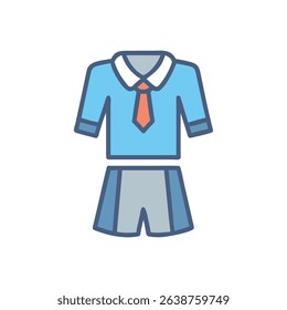 School uniform illustration: shirt, tie, skirt vector icon