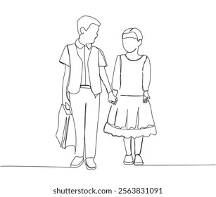 school uniform for junior high school one line art. Continuous line drawing of dress code, special clothing, school uniform, discipline.