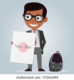 School uniforms for boys. Isolated character. Cartoon personage. Vector illustration on white background. Modern stylish schoolboy.