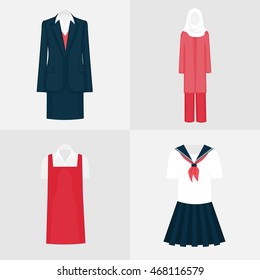 School uniforms girls from different countries