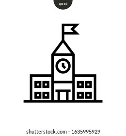 School university building icon vector illustration. flat trendy design style. eps10